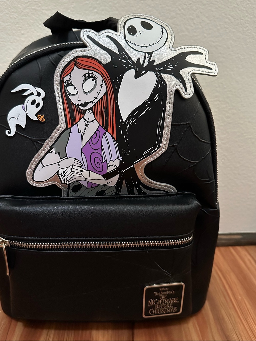NWT Disney The Nightmare Before Christmas Black Mini Backpack with Jack & Sally - Picture 3 of 4